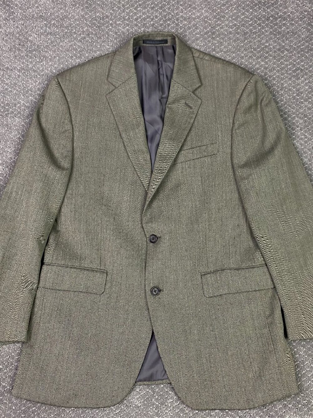 Lauren Ralph Lauren Herringbone Blazer Suit Coat Mens 40R Fits 40S Taupe Wool